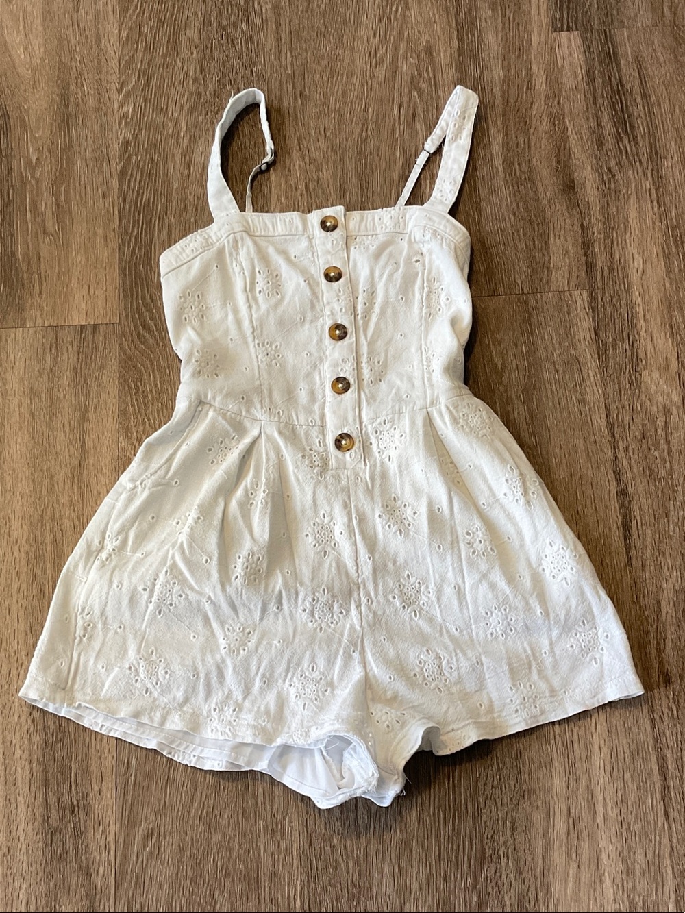 Hollister White Eyelet Button-Front Romper